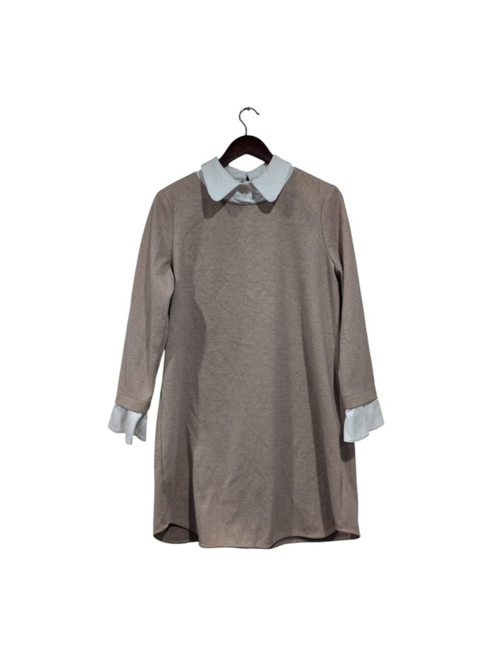 Tuckernuck Women's Sandwhisp Dakota Dress Size L Beige Shift Peter Pan Collar